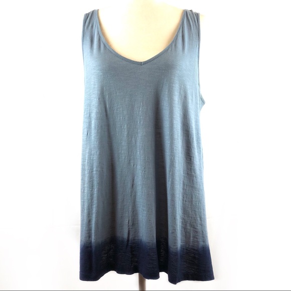 beachlunchlounge Tops - Beachlunchlounge Blue Dipped Tie Dye Swing Tank